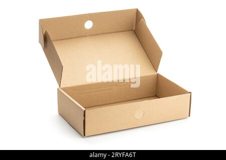 Open cardboard box isolated on white background Stock Photo