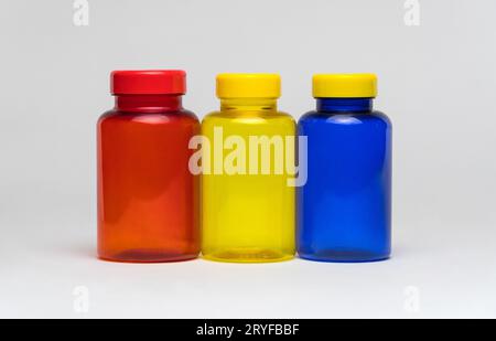 Plastic pill jars Stock Photo