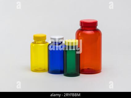 Plastic pill jars Stock Photo