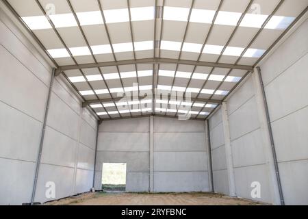 Interior view of an industrial building under construction Stock Photo
