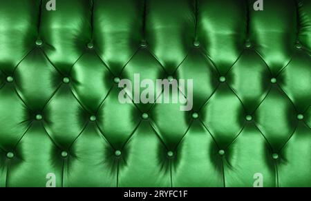 Green leather capitone background texture Stock Photo