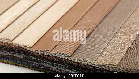 Swatch of beige and brown textile fabric Stock Photo
