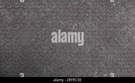Anti slip gray metal plate with diamond pattern Stock Photo