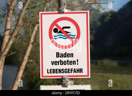 Bathing ban or swimming ban sign Stock Photo