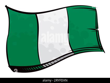 Republic of Nigeria national flag created in graffiti paint style Stock Photo