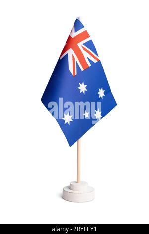 Small table flag of Australia isolated on white background Stock Photo