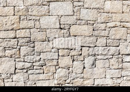 Granite Stone wall background texture. Dry masonry wall Stock Photo