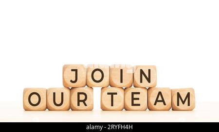 Join our Team phrase on wooden blocks. Copy space. White background Stock Photo