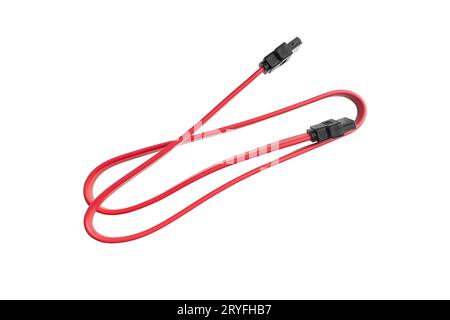 Red Data Cable isolated on white background Stock Photo