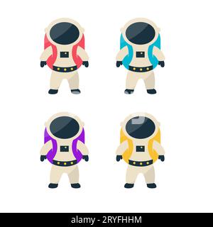 astronauts man woman race space ships elements Stock Vector