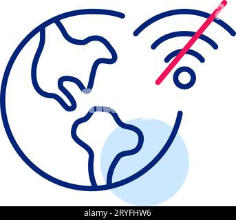 Earth globe with no internet symbol. Pixel perfect icon Stock Vector