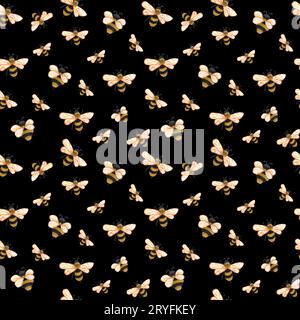 Watercolor bees seamless pattern isolated on white background. hand ...
