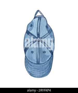 Colorful fashion cap isolated on white background. Watercolor illustration of fashion baseball hat Stock Photo
