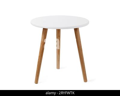 End table, round coffee table isolated on white Stock Photo