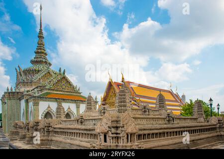 View of model of Angkor Wat in Temple of Emerald Buddha in Bangkok Stock Photo