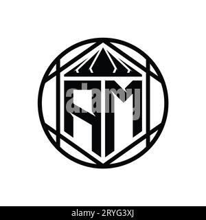 MO Letter Logo monogram hexagon slice crown sharp shield shape isolated  circle abstract style design template Stock Photo - Alamy