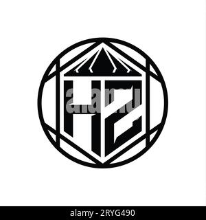 HZ Letter Logo monogram hexagon slice crown sharp shield shape isolated circle abstract style design template Stock Photo