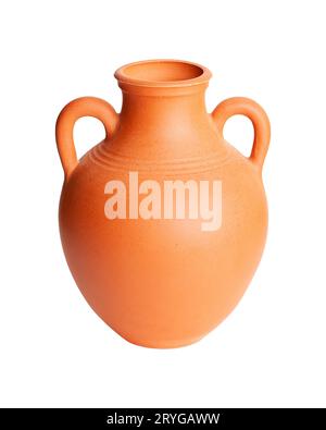A brown clay jug isolated on a white background Stock Photo