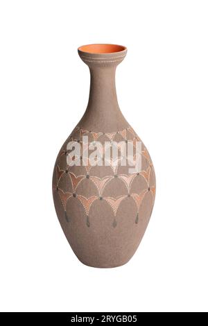 A brown clay vase isolated on a white background Stock Photo