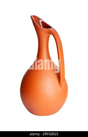 A brown clay jug isolated on a white background Stock Photo