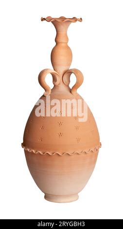 A brown clay jug isolated on a white background Stock Photo
