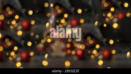Abstract blurred shiny bokeh lights black background. Stock Photo