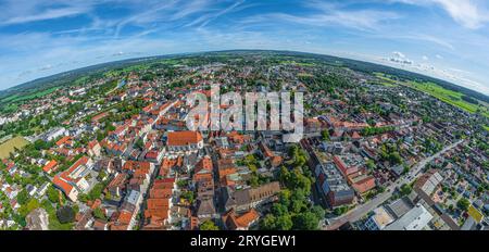 Weilheim, one of the district capitals of the district Weilheim-Schongau in southern bavaria from above Stock Photo