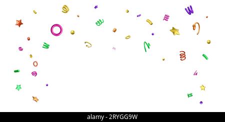 Confetti celebration background. Colorful greeting decoration. 3D confetti element. Vector illustration Stock Vector