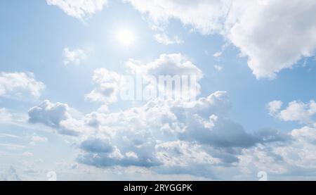 Bright sky with many cumulus clouds Stock Photo