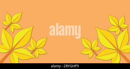 Vector Illustration of yellow leaves on a orange background with space for text. Suitable for background, banner, poster, Autumn sale Stock Vector