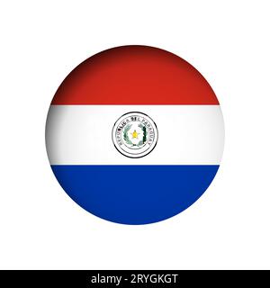 Paraguay flag - behind the cut circle paper hole with inner shadow. Stock Vector
