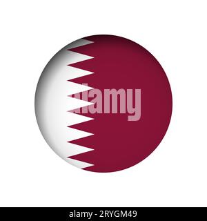 Qatar flag - behind the cut circle paper hole with inner shadow. Stock Vector