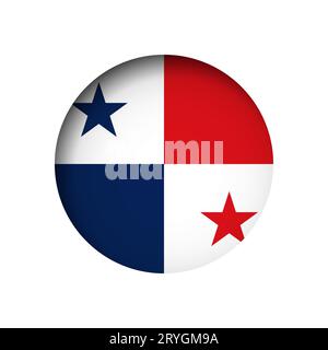 Panama flag - behind the cut circle paper hole with inner shadow. Stock Vector
