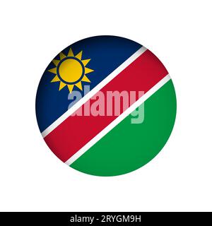 Namibia flag - behind the cut circle paper hole with inner shadow. Stock Vector