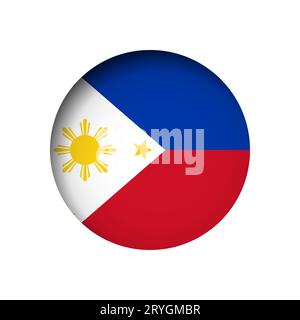 Philippines flag - behind the cut circle paper hole with inner shadow. Stock Vector