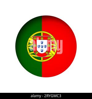 Portugal flag - behind the cut circle paper hole with inner shadow. Stock Vector