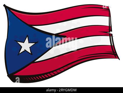 Puerto Rico national flag created in graffiti paint style Stock Photo ...