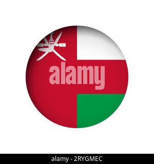 Oman flag - behind the cut circle paper hole with inner shadow. Stock Vector