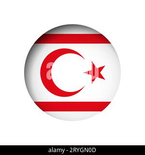 Northern Cyprus flag - behind the cut circle paper hole with inner shadow. Stock Vector
