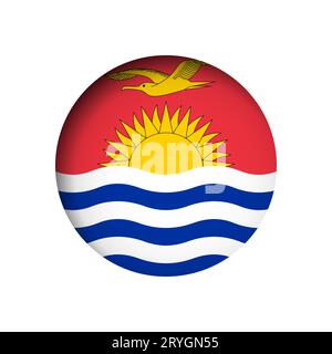 Kiribati flag - behind the cut circle paper hole with inner shadow. Stock Vector