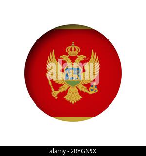 Montenegro flag - behind the cut circle paper hole with inner shadow. Stock Vector