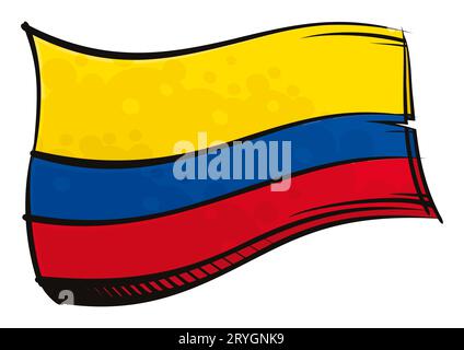 Republic of Colombia national flag created in graffiti paint style Stock Photo