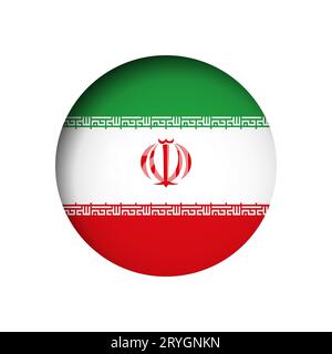 Iran flag - behind the cut circle paper hole with inner shadow. Stock Vector