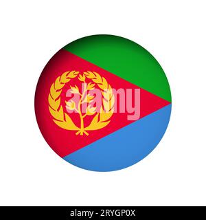 Eritrea flag - behind the cut circle paper hole with inner shadow. Stock Vector