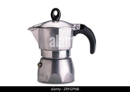 Moka pot isolated on white background. Stock Photo