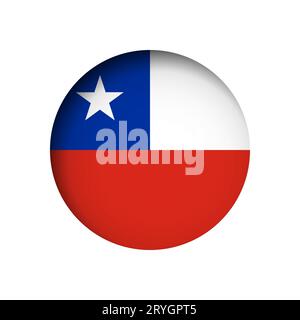 Chile flag - behind the cut circle paper hole with inner shadow. Stock Vector
