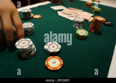 Casino Poker image (Texas Holdem) Stock Photo