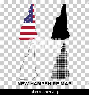 Set of New Hampshire map, united states of america. Flat concept vector illustration . Stock Vector
