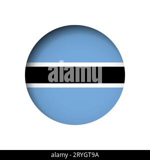 Botswana flag - behind the cut circle paper hole with inner shadow. Stock Vector
