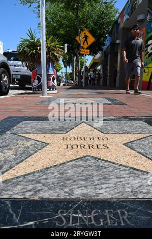 USA. FLORIDA. MIAMI. LITTLE HAVANA DISTRICT. THE WALK OF FAME ON CALLE OCHO (8TH STREET). Stock Photo
